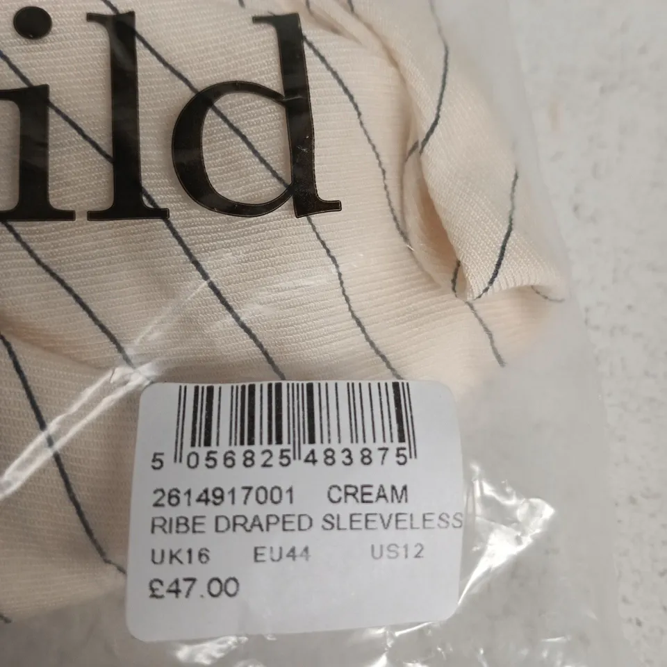 NOBODYS CHILD CREAM RIBBED DRAPED SLEEVELESS TOP – UK 16 (EU 44, US 12)