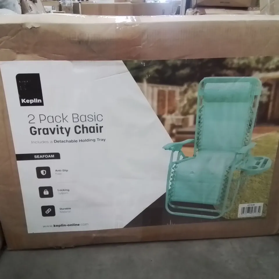 BOXED KEPLIN 2 PACK OF BASIC GRAVITY CHAIRS -SEAFOAM-