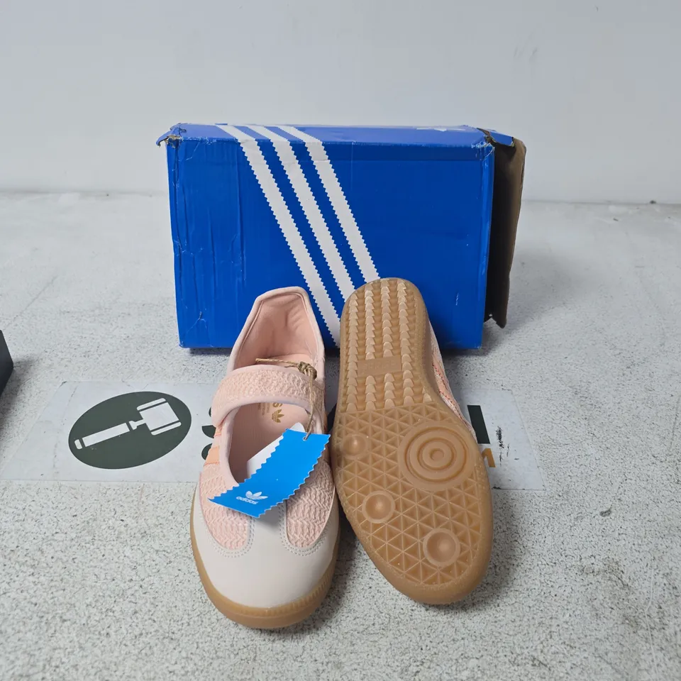 ADIDAS VELCRO TRAINERS – PINK MESH WITH BEIGE TOE, BOXED- UK 6.5