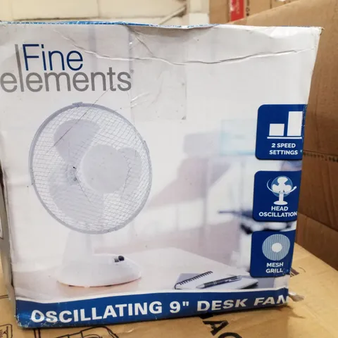 BOXED FINE ELEMENTS OSCILLATING 9" DESK FAN