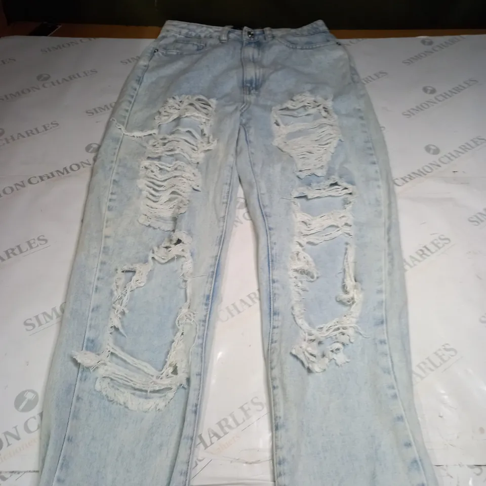 RIOT LIGHT BLUE RIPPED DENIM JEANS SIZE 8 
