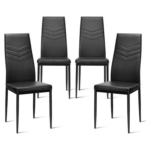 BOXED COSTWAY 4 PCS ARMLESS SIDE CHAIRS WITH UPHOLSTERED CUSHION AND STURDY METAL FRAME - BLACK