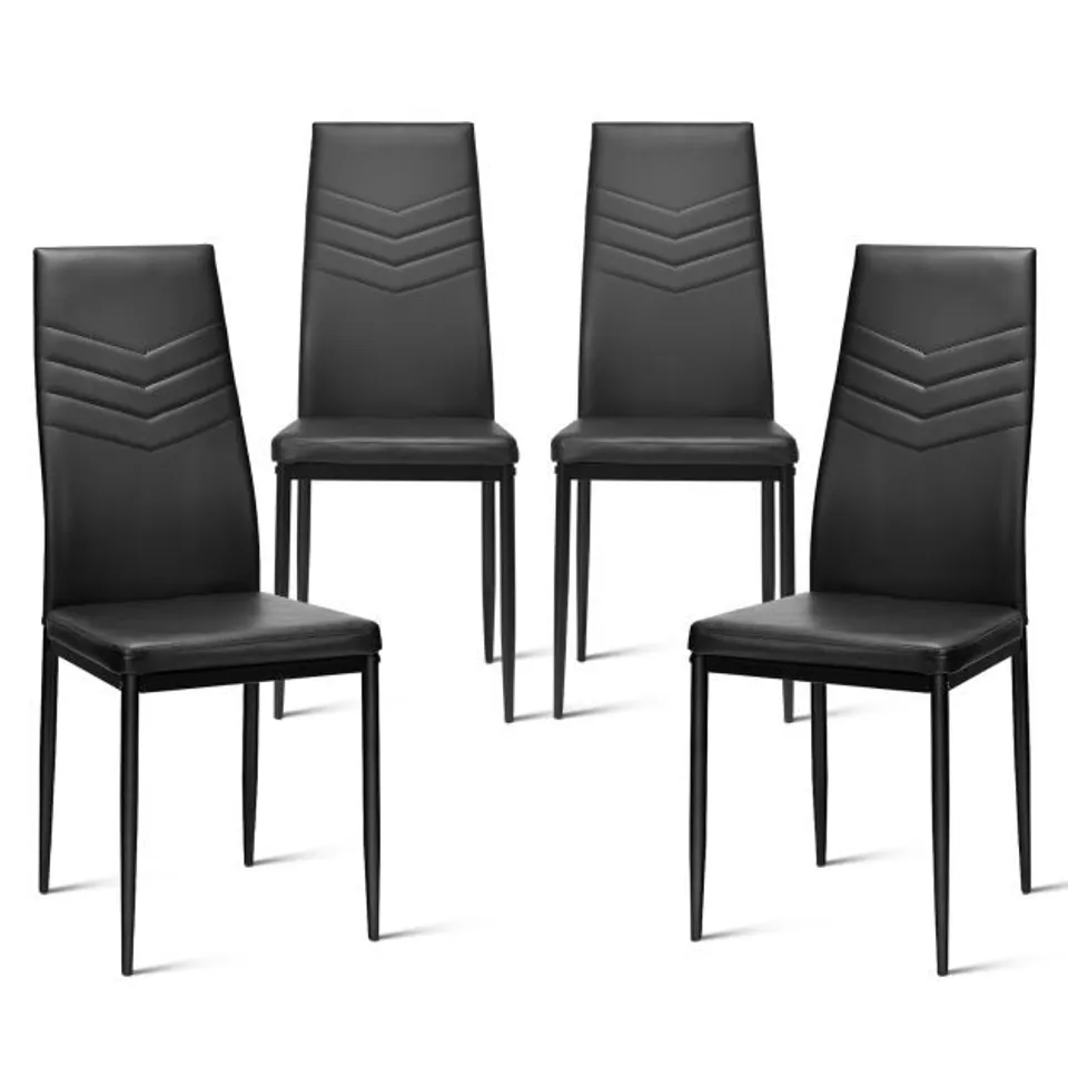 BOXED COSTWAY 4 PCS ARMLESS SIDE CHAIRS WITH UPHOLSTERED CUSHION AND STURDY METAL FRAME - BLACK