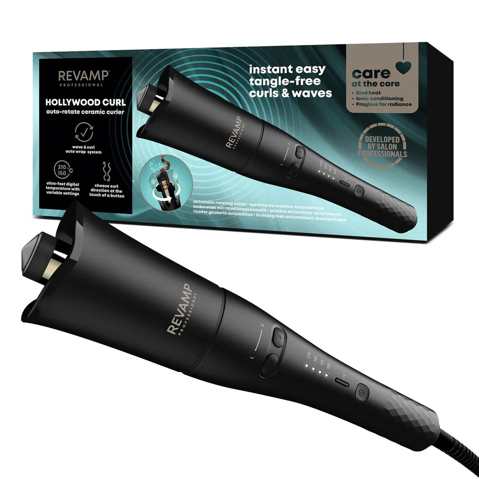 BOXED REVAMP HOLLYWOOD CURL AUTO-ROTATE CERAMIC CURLER CL-2000X-GB 