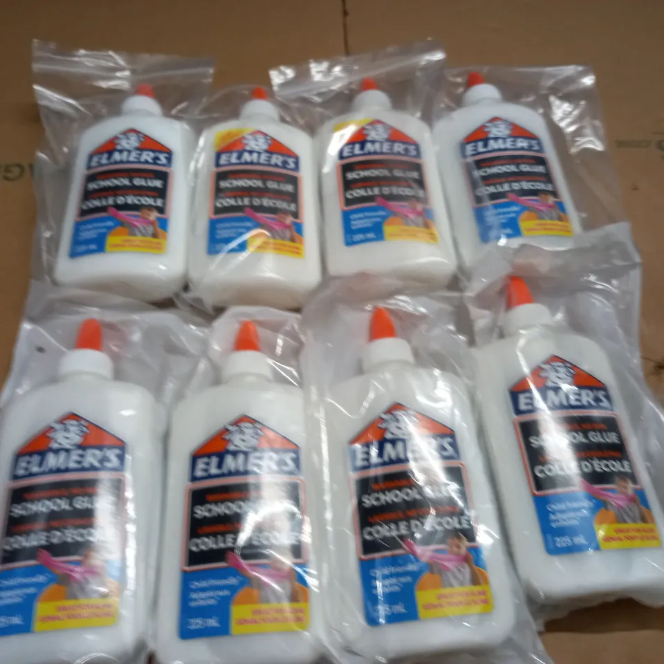 LOT OF 8 ELMERS 225ML SCHOOL GLUE TUBS