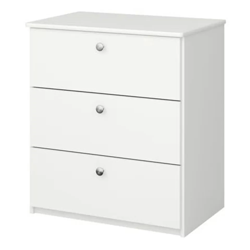 BOXED D3 CHEST OF DRAWERS 3 DRAW - WHITE