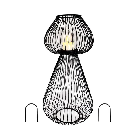 K BY KELLY HOPPEN WAVY LINE INDOOR OUTDOOR CANDLE HOLDER WITH LED CANDLE
