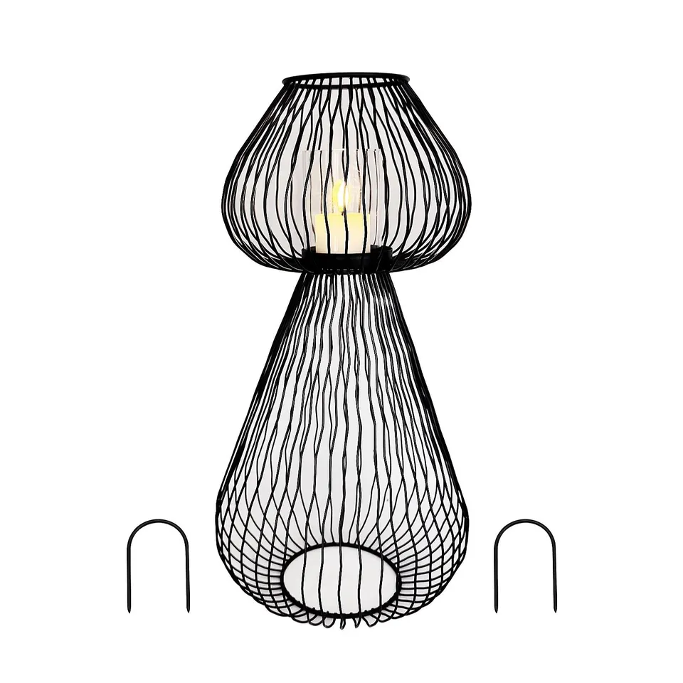 K BY KELLY HOPPEN WAVY LINE INDOOR OUTDOOR CANDLE HOLDER WITH LED CANDLE