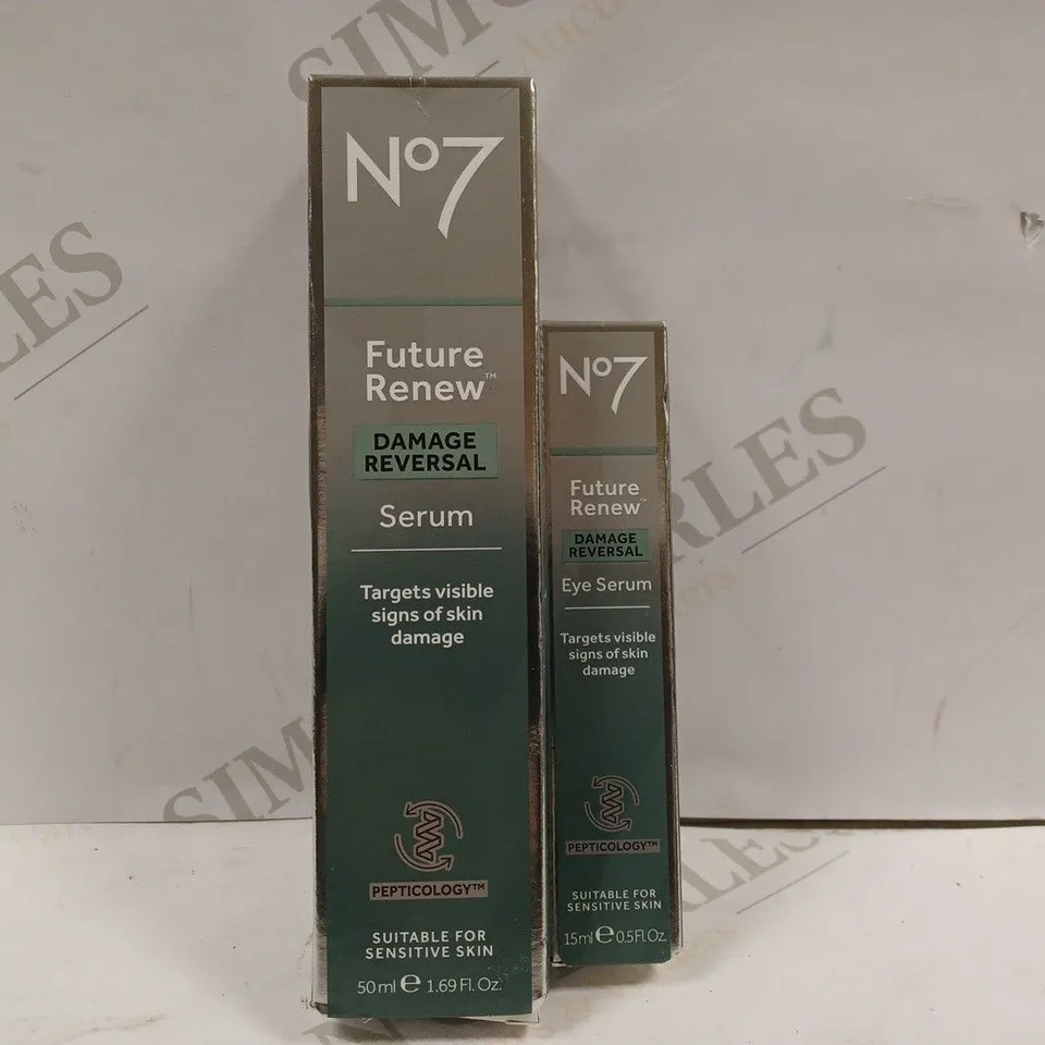 BOX OF 2 NO.7 FUTURE RENEW DAMAGED REVERSAL PRODUCTS TO INCLUDE SERUM & EYE SERUM 
