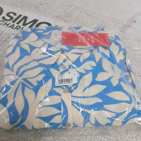 LIANA DRESS – BLUE LEAF PRINT, UK SIZE 18