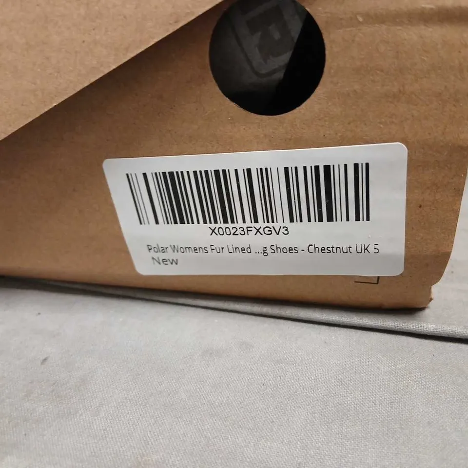 POLAR WOMEN'S FUR-LINED SHOES – CHESTNUT, UK 5, BOXED