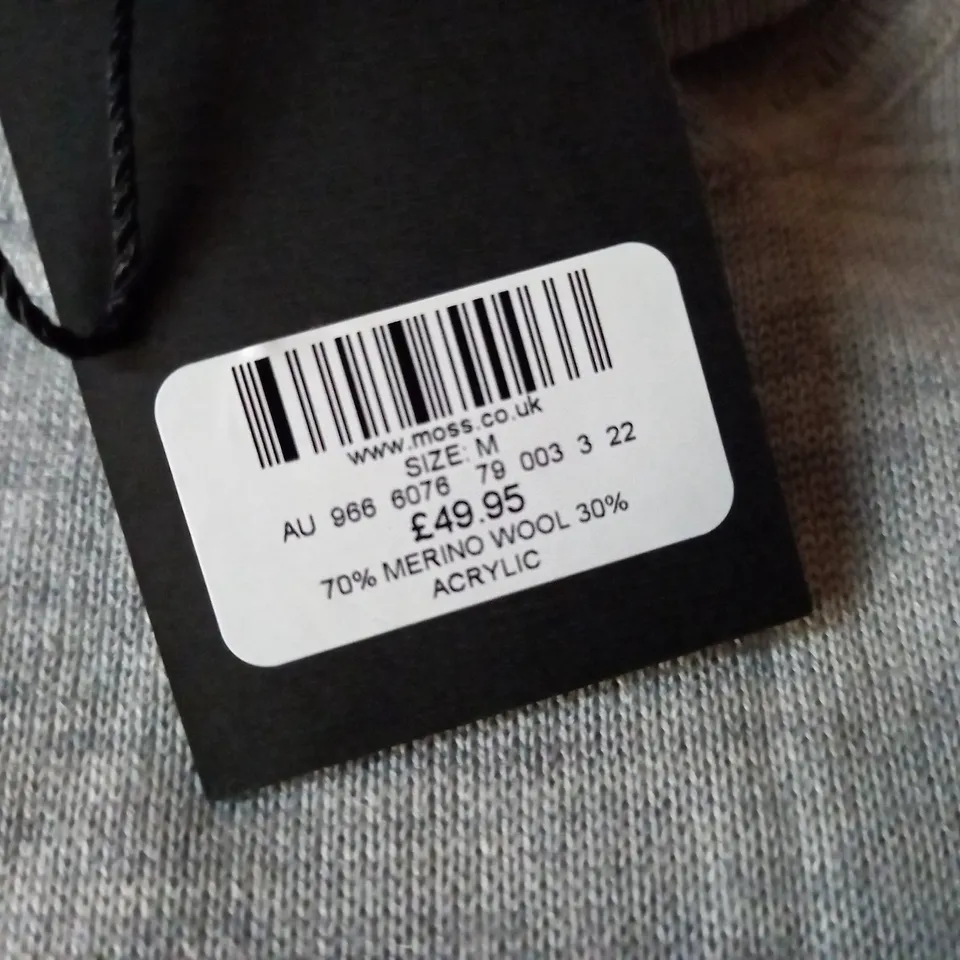 MOSS GREY 70% MERINO WOOL ROLL NECK JUMPER - M
