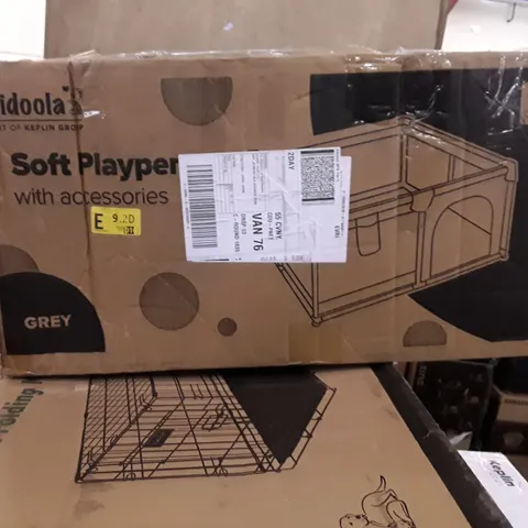 BOXED KIDOOLA SOFT PLAY PEN WITH ACCESSORIES- GREY 