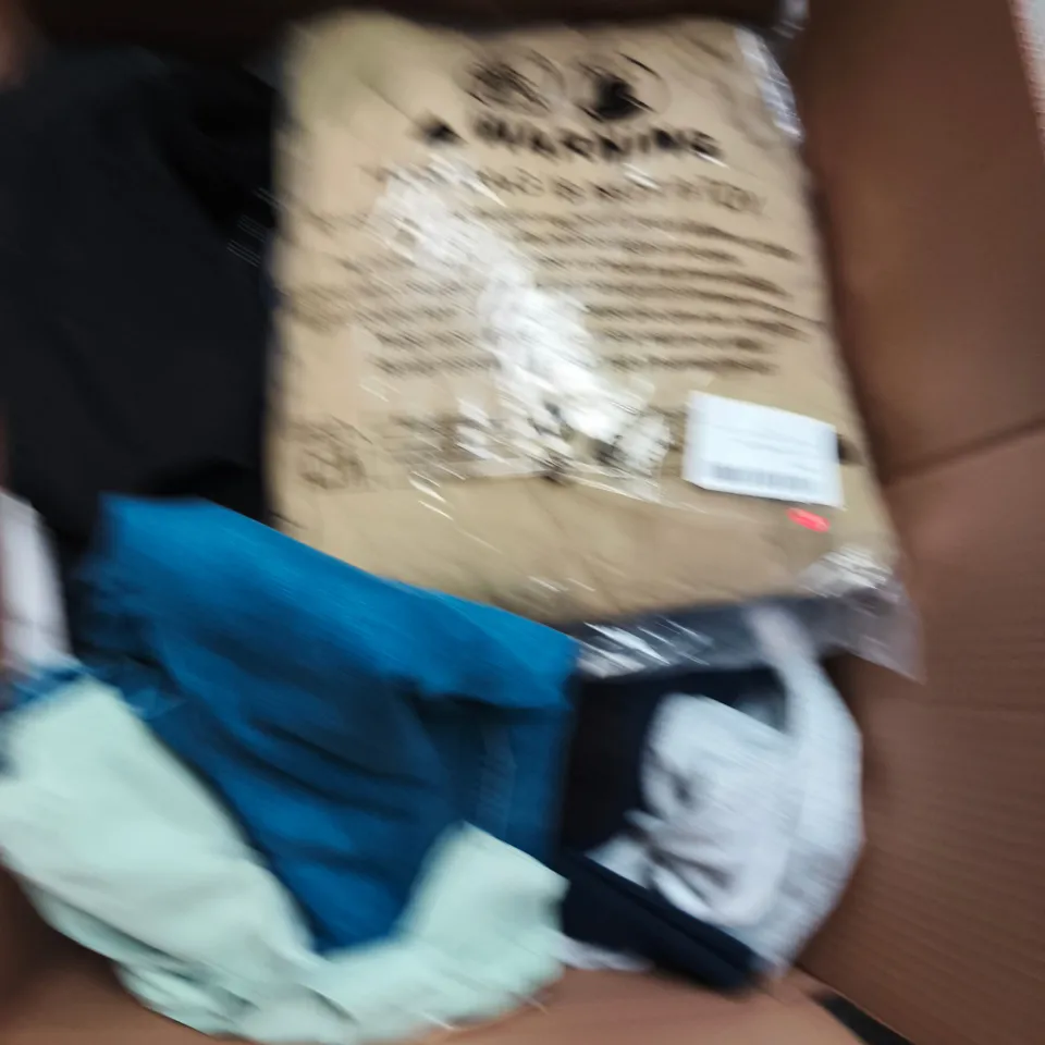 LARGE BOX OF APPROXIMATELY 25 ASSORTED CLOTHING ITEMS IN VARIOUS COLOURS, STYLES AND SIZES - COLLECTION ONLY