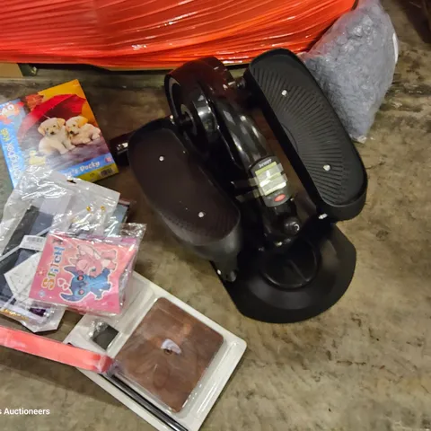 PALLET OF ASSORTED ITEMS TO INCLUDE, CYCLE EXCERCISER, PARTY & CRAFT PACKS, JIG SAW PUZZLES, CUSHIONS, COOKER HOOD.