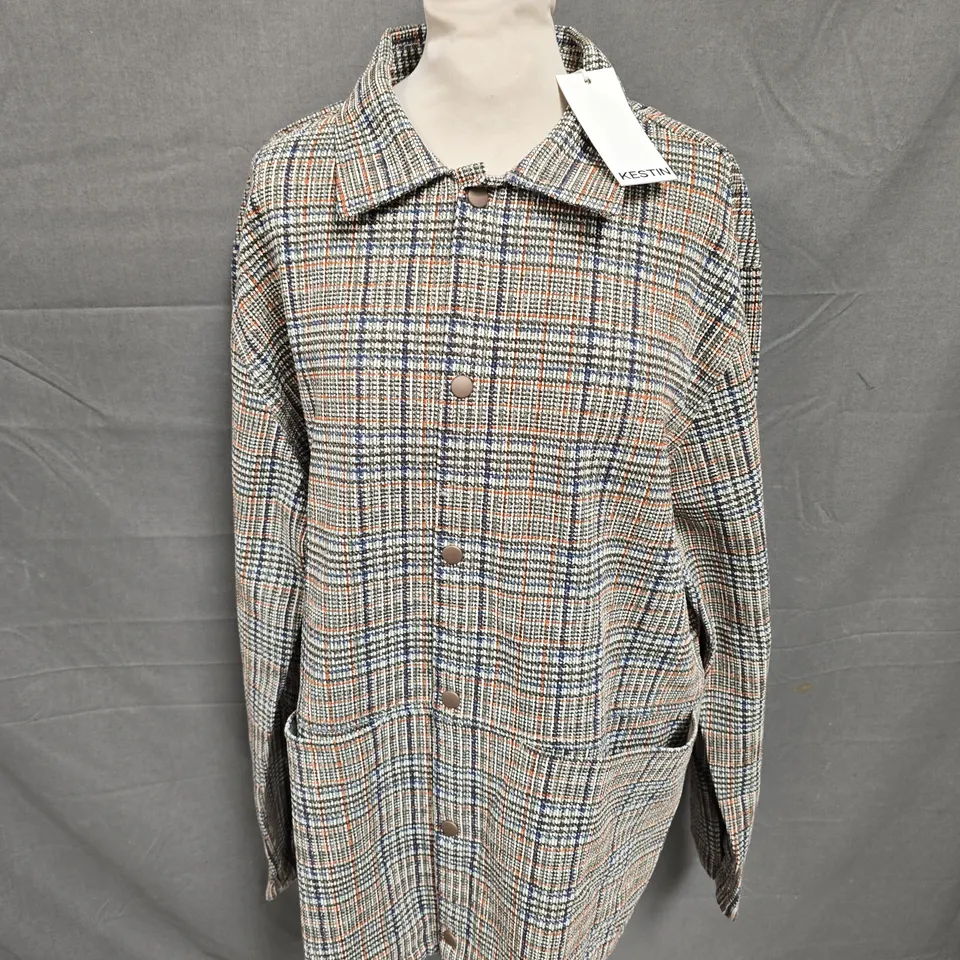 KESTIN PRINTED JERSEY CHECK ARMADALE COACH JACKET IN OLIVE - L
