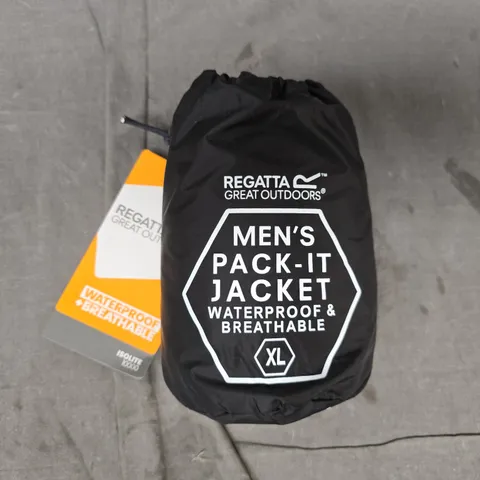 REGATTA GREAT OUTDOORS MEN'S PACK-IT JACKET IN BLACK SIZE XL