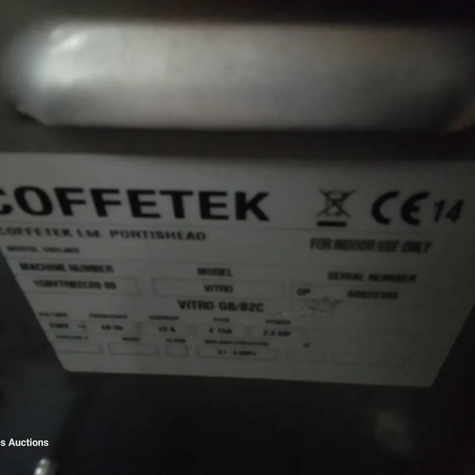COFFETEK VITRO BEAN TO CUP & HOT DRINK DISPENCER WITH COIN MECHANISM 