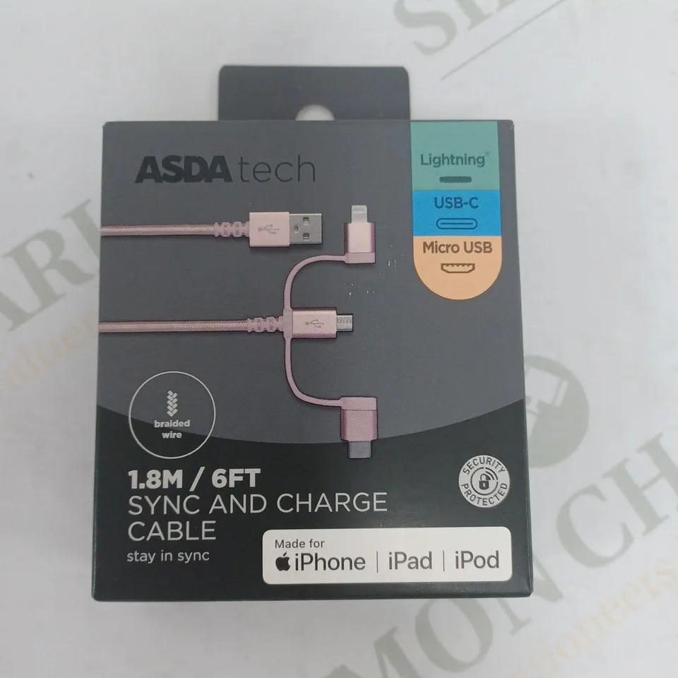 LOT OF 9 4-PACKS OF BRAND NEW 1.8M SYNC AND CHARGE CABLES MADE FOR IPHONE IN PINK - 36 TOTAL