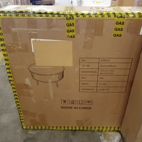 BOXED ROUND DINING TABLE - BIEGE/BLACK