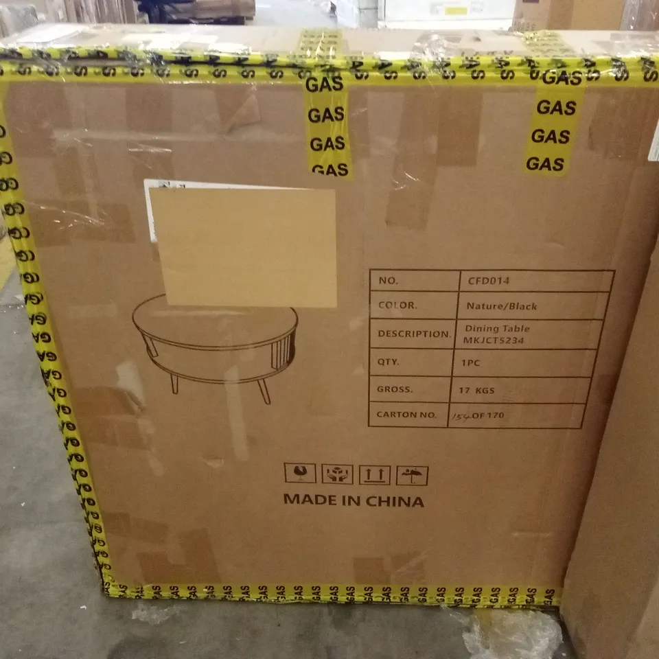 BOXED ROUND DINING TABLE - BIEGE/BLACK 