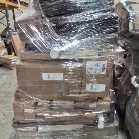 PALLET CONTAINING VARIOUS ASSORTED CUSTOMER RETURNS. TO INCLUDE: FOAM EXERCISE TILES, DESK LAMP STAND, FLOORING G STRIPS, WOMEN'S SHOES ECT.