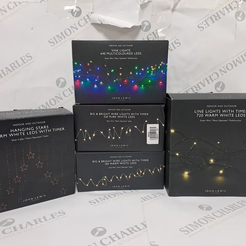 BOX OF APPROX 15 ASSORTED ITEMS TO INCLUDE -  VINE LIGHTS MULTICOLOURED LED - LINE LIGHT WITH TIMER - HANGING LIGHTS ECT