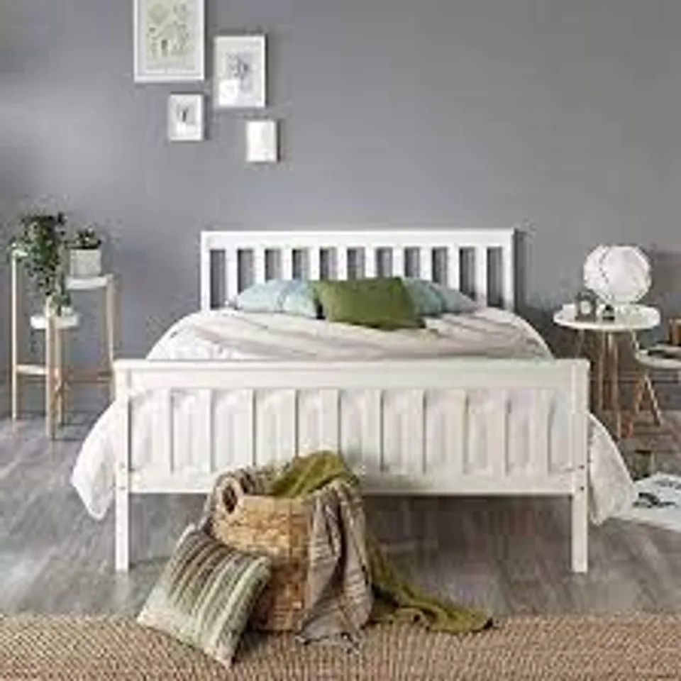 BOXED DESIGNER ATLANTIC 4' SMALL DOUBLE BED FRAME WHITE