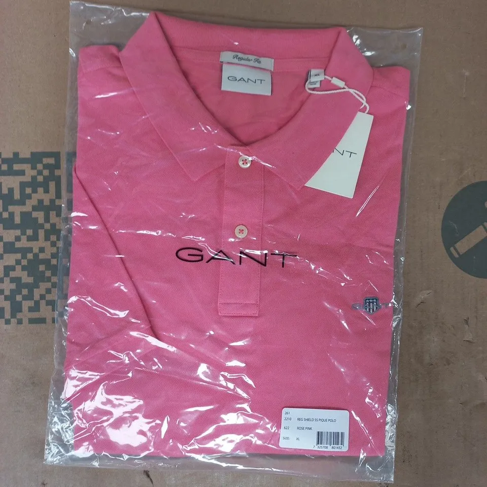 BAGGED GANT REG SHIELD SHORT SLEEVE PIQUE POLO TOP IN PINK SIZE XL