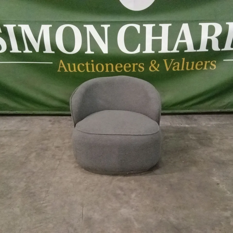 QUALITY DESIGNER GREY BOUCLE FABRIC CHAIR