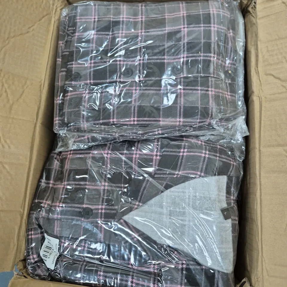 BOX OF APPROXIMATELY 40 NIGHT SUIT FLANNELS IN BLACK CHECK SIZE L - COLLECTION ONLY