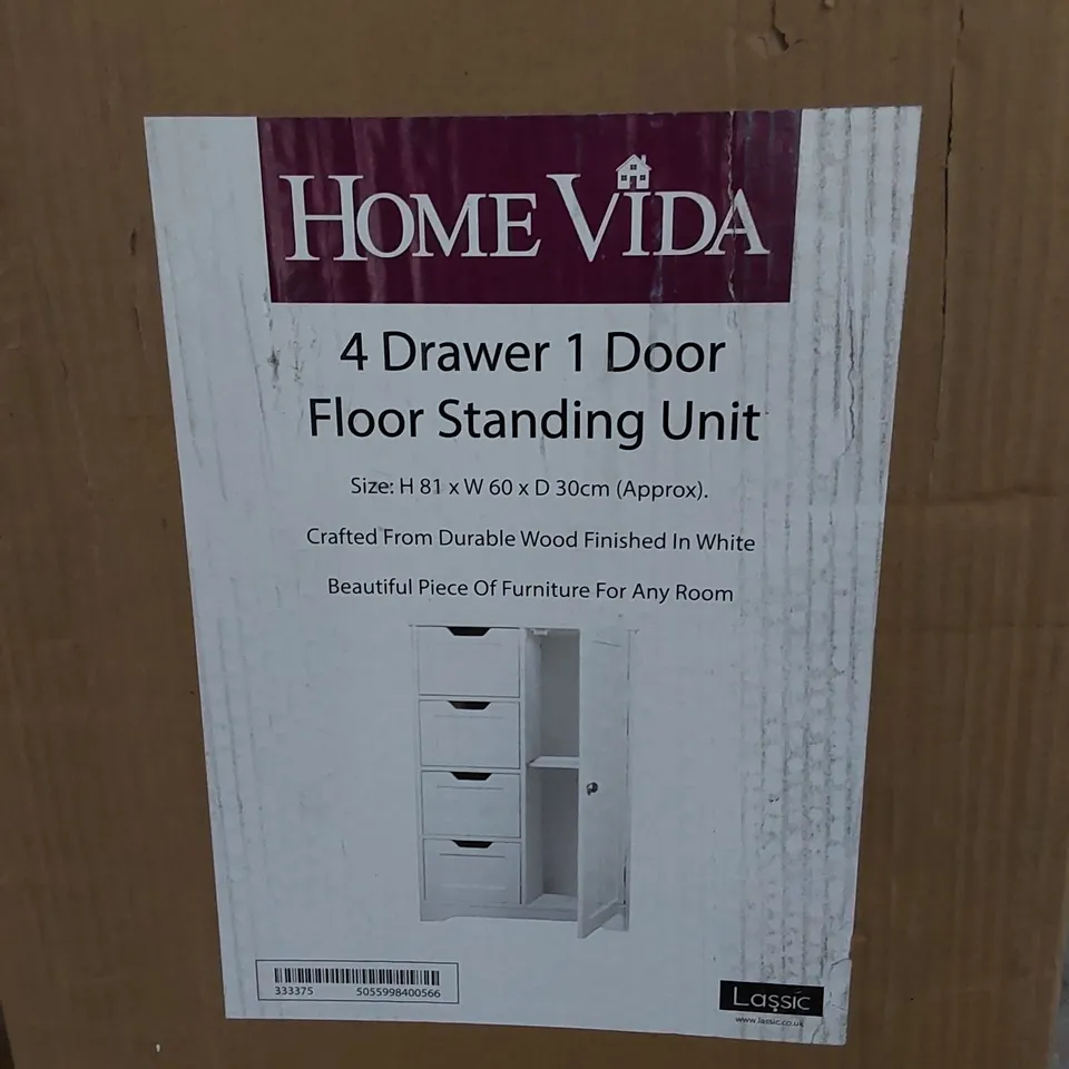 BOXED HOME VIDA 4-DRAWER 1-DOOR FLOOR STANDING UNIT (1 BOX)