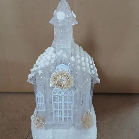 SIX BOXED CHRISTMAS SHOP LIGHT UP CHURCH DECORATIONS