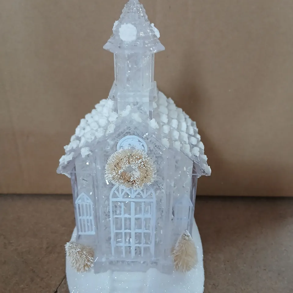 SIX BOXED CHRISTMAS SHOP LIGHT UP CHURCH DECORATIONS