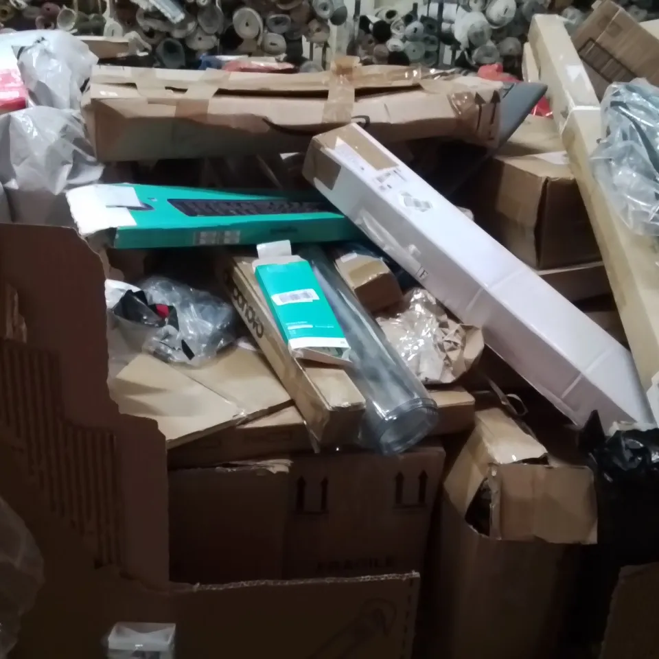 PALLET OF ASSORTED HOUSEHOLD GOODS AND PRODUCTS TO INCLUDE;FACE MASKS,KEYBOARD,BLINDS