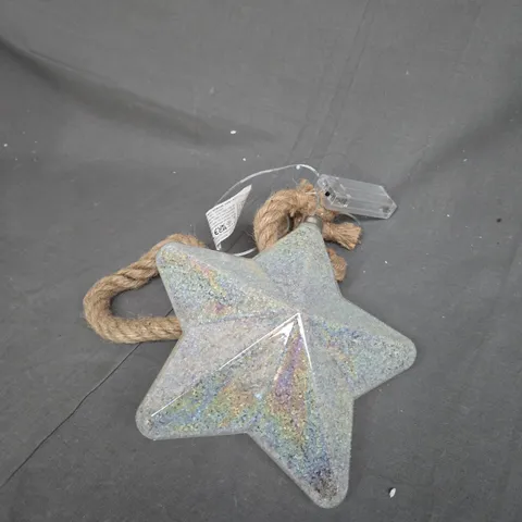 LIGHT UP FROSTED STAR ON ROPE CHRISTMAS DECORATION