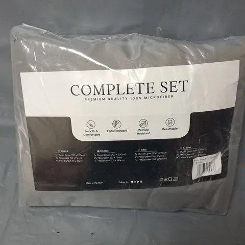 PLAIN DYED GREY DOUBLE BEDDING SET