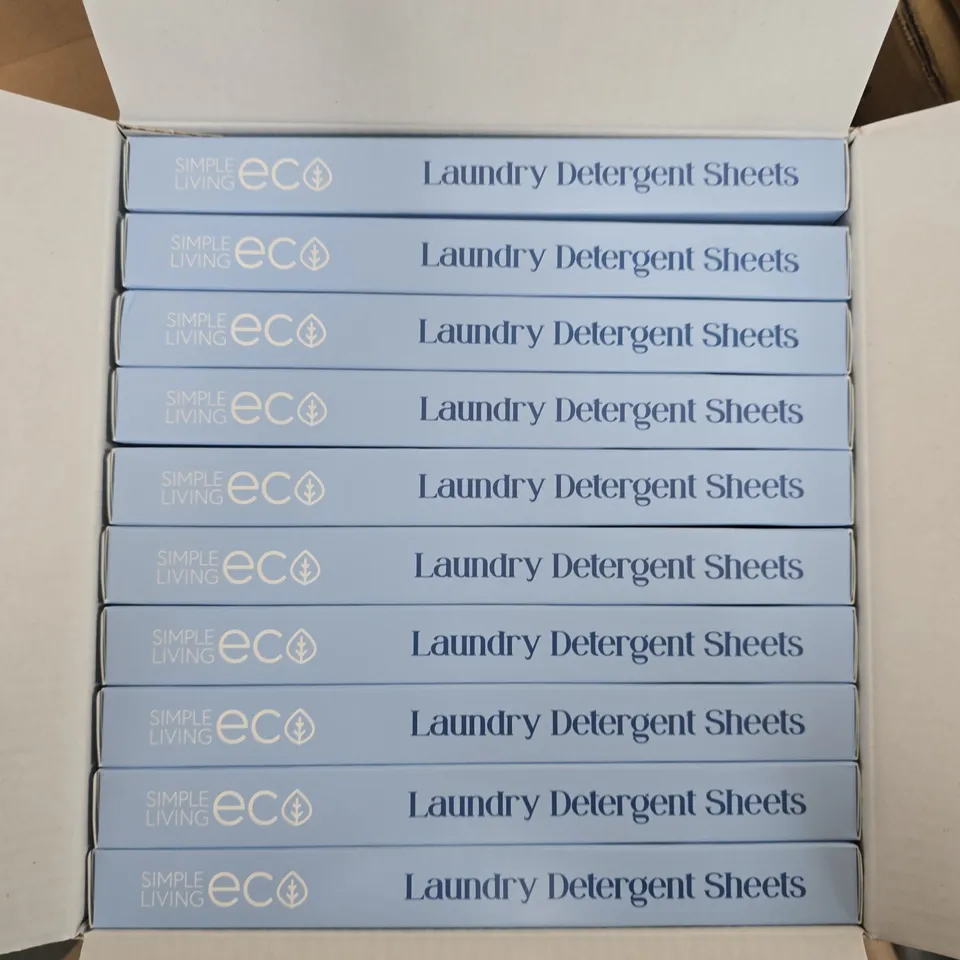 10 X SIMPLE LIVING ECO LAUNDRY DETERGENT SHEET PACKS - UNSCENTED - 32 WASHES PER PACK 