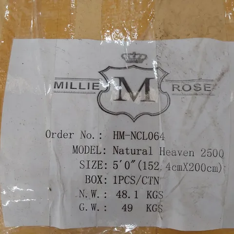 QUALITY BAGGED & ROLLED MILLE ROSE NATURAL HAVEN 2500 KINGSIZE 5' MATTRESS 