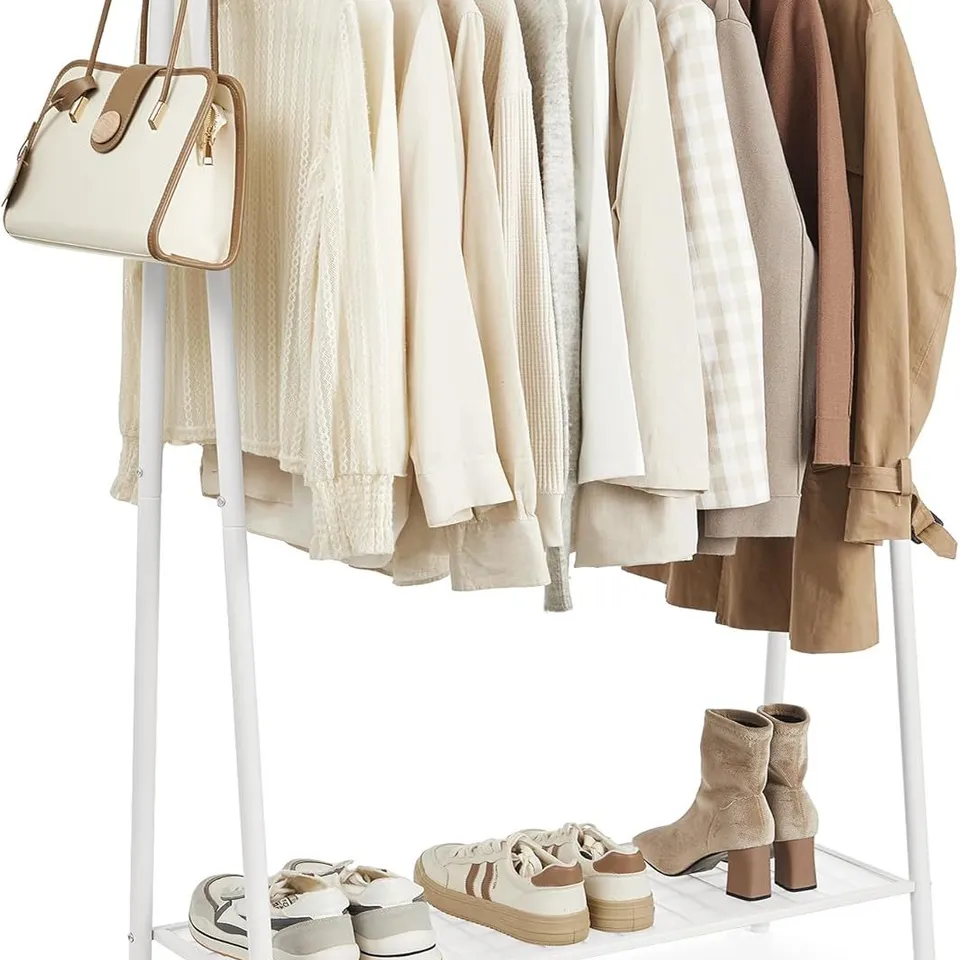 BOXED SONGMICS CLOTHES RAIL, CLOTHES RACK, GARMENT RACK WITH STEEL FRAME - WHITE