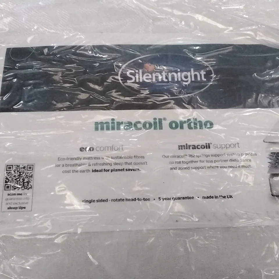 QUALITY BAGGED SILENTNIGHT ECO COMFORT MIRACOIL ORTHO SINGLE 3FT MATTRESS