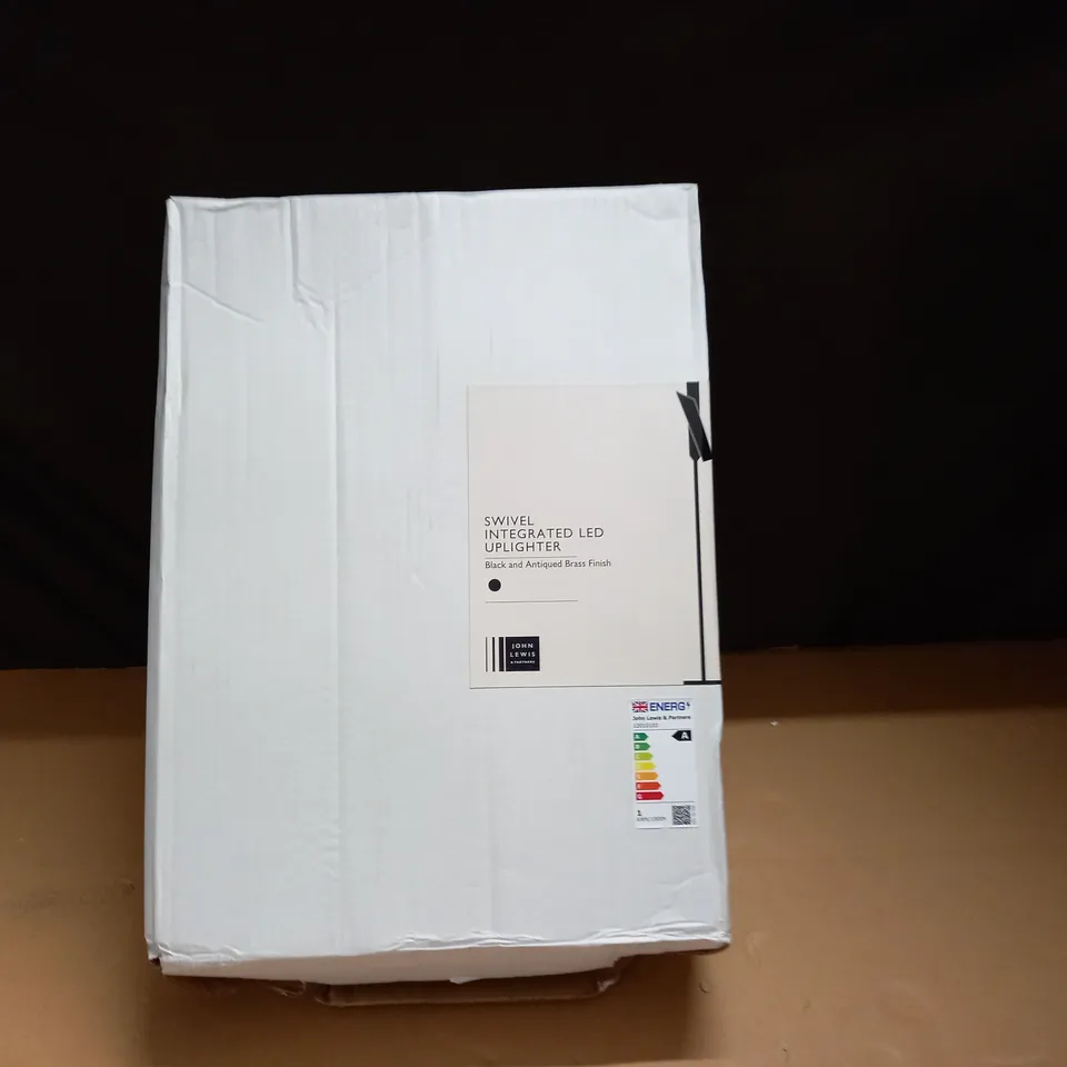 BOXED SWIVEL INTEGRATED LED UPLIGHTER - BLACK & ANTIQUED BRASS FINISH