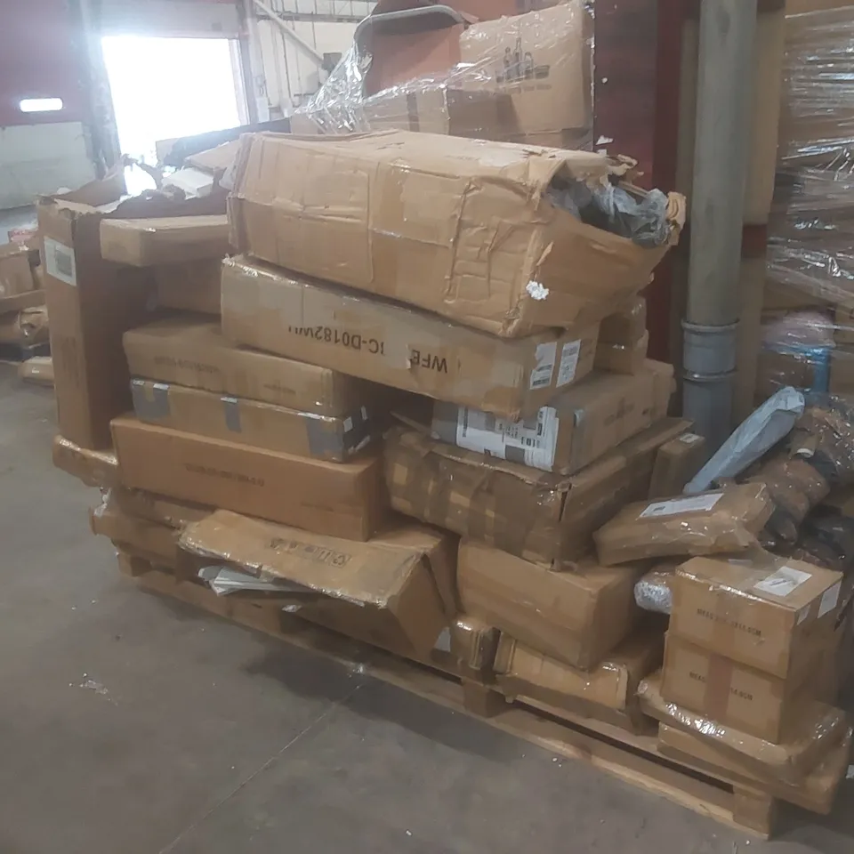 PALLET OF ASSORTED HOUSEHOLD GOODS AND BOXED FLATPACK FURNITURE 