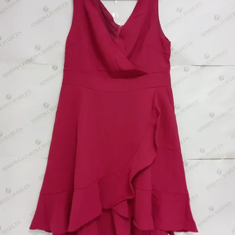 JOLIE MOI GAYELLE FRILL HEM DRESS IN RUSTY RED - UK 18