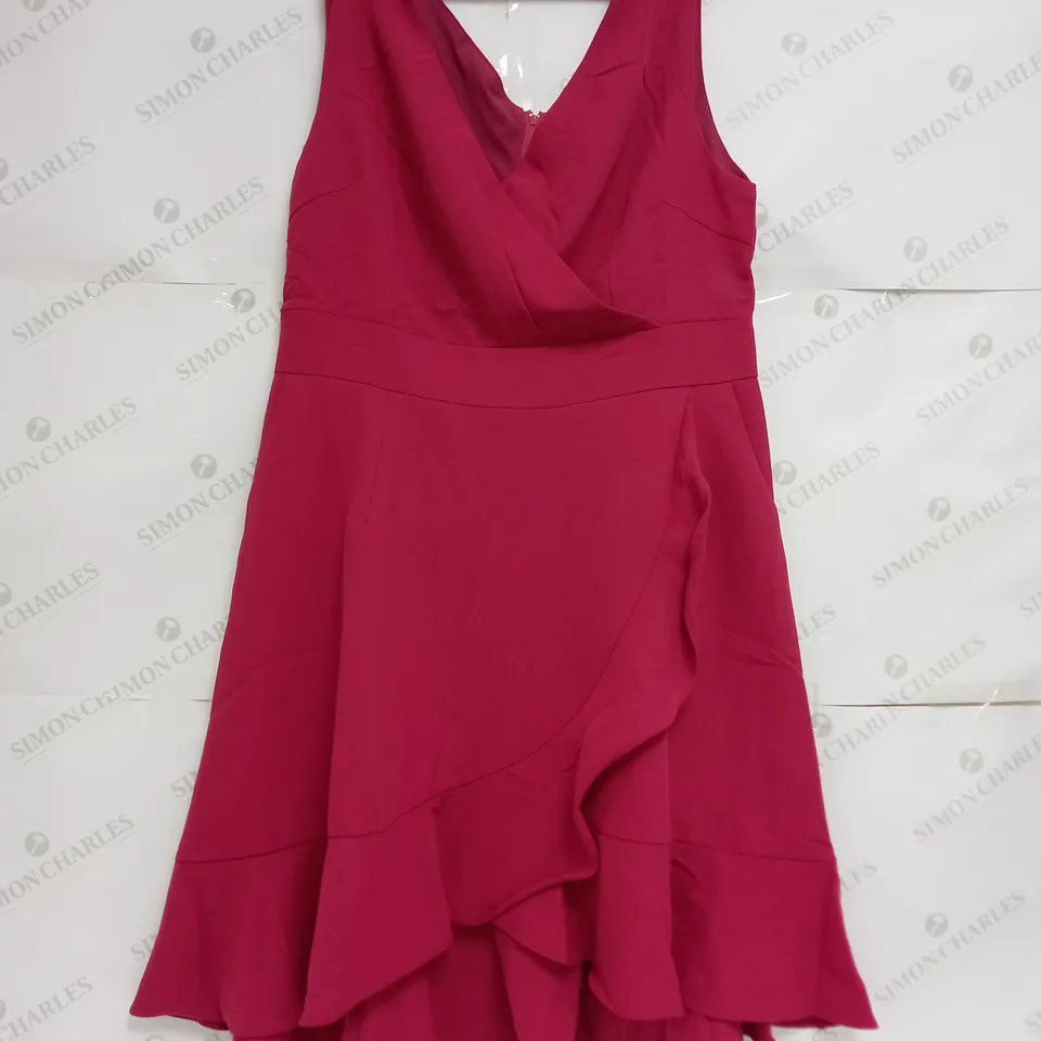 JOLIE MOI GAYELLE FRILL HEM DRESS IN RUSTY RED - UK 18