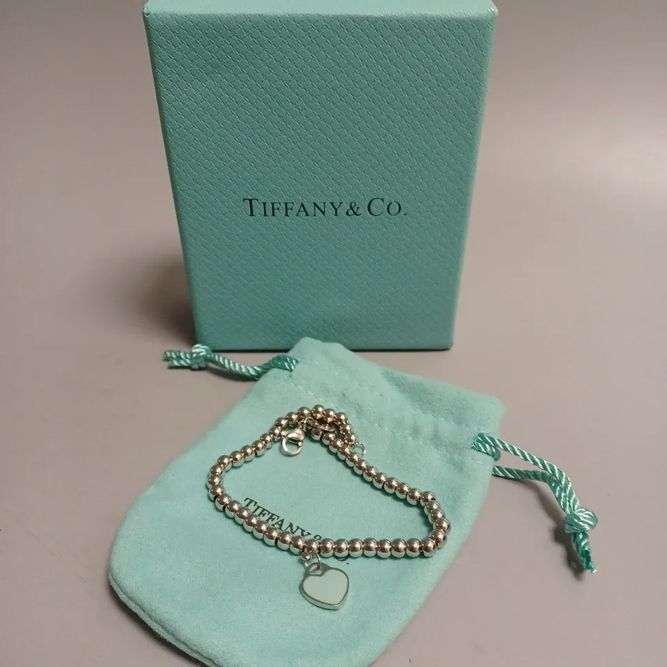 TIFFANY & CO BLUE HEART TAG BEAD BRACELET  