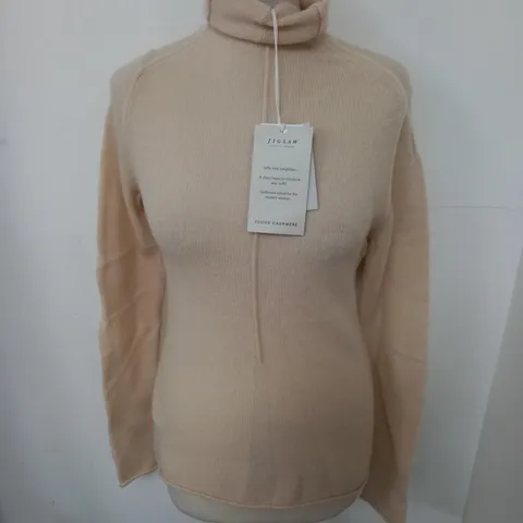JIGSAW CLOUD CASHMERE ROLL NECK JUMPER IN CREAM - XS