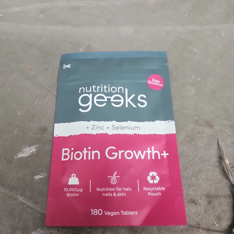 NUTRITION GEEKS BIOTIN GROWTH+ ZINC & SELENIUM – 180 VEGAN TABLETS
