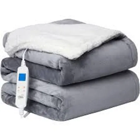 BOXED NEO ELECTRIC BLANKET HEATED FLEECE OVERBLANKET THROW - GREY