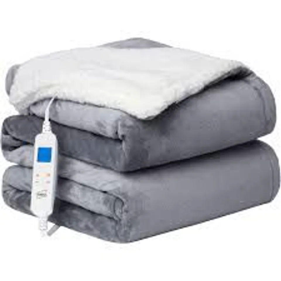 BOXED NEO ELECTRIC BLANKET HEATED FLEECE OVERBLANKET THROW - GREY